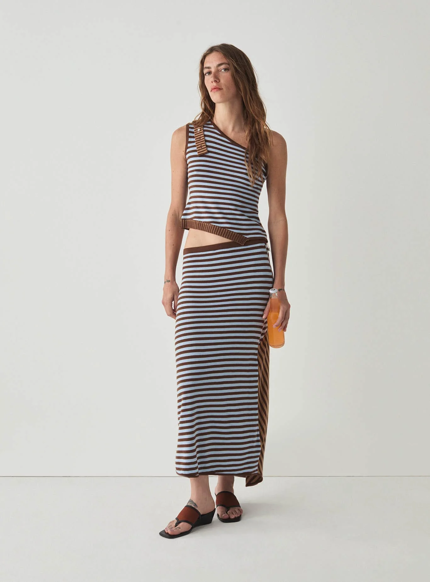 ANISE STRIPED BROWN ASYMMETRIC TOP - Image 3