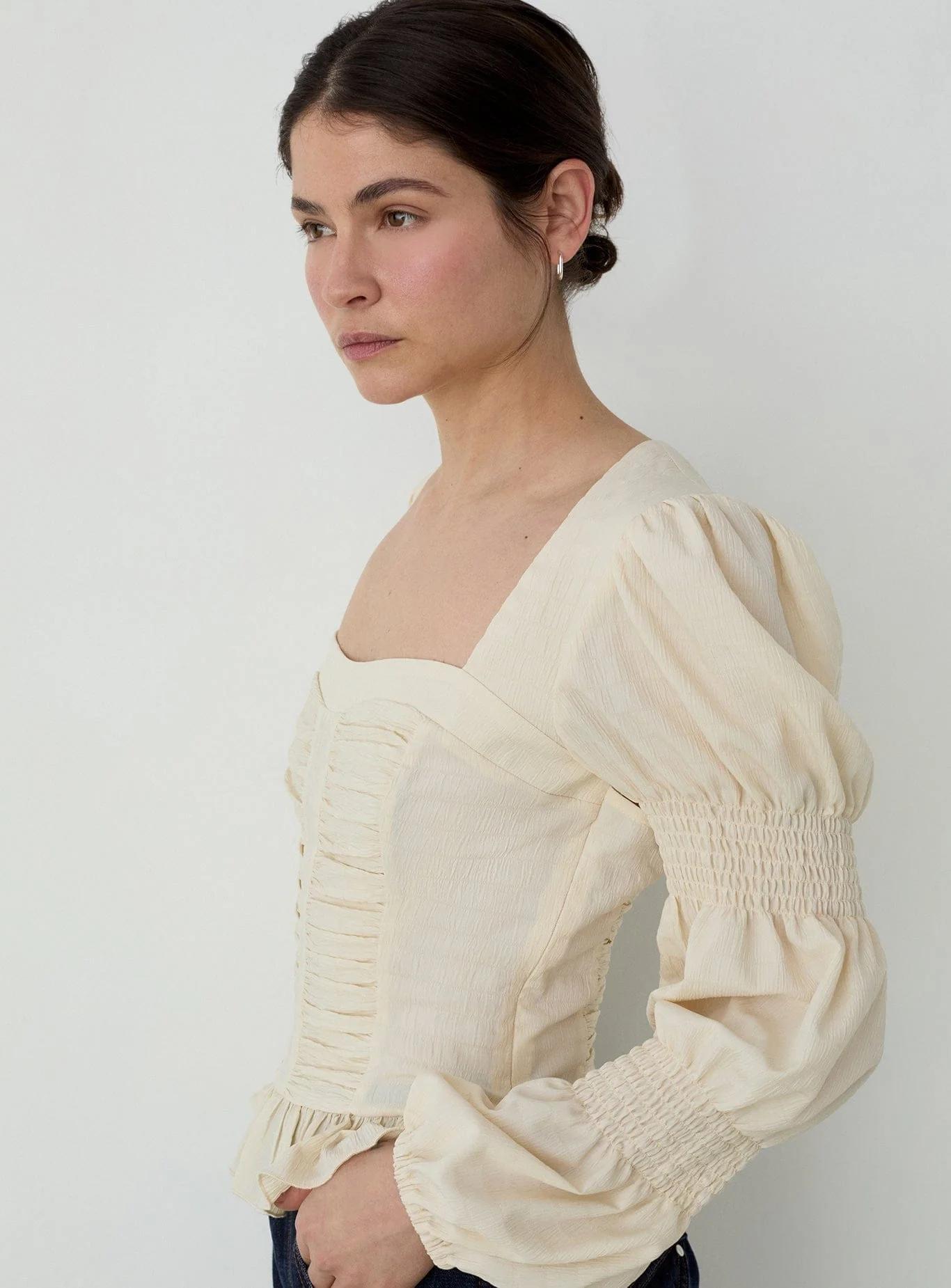 MARY ECRU TEXTURED BLOUSE - Image 5
