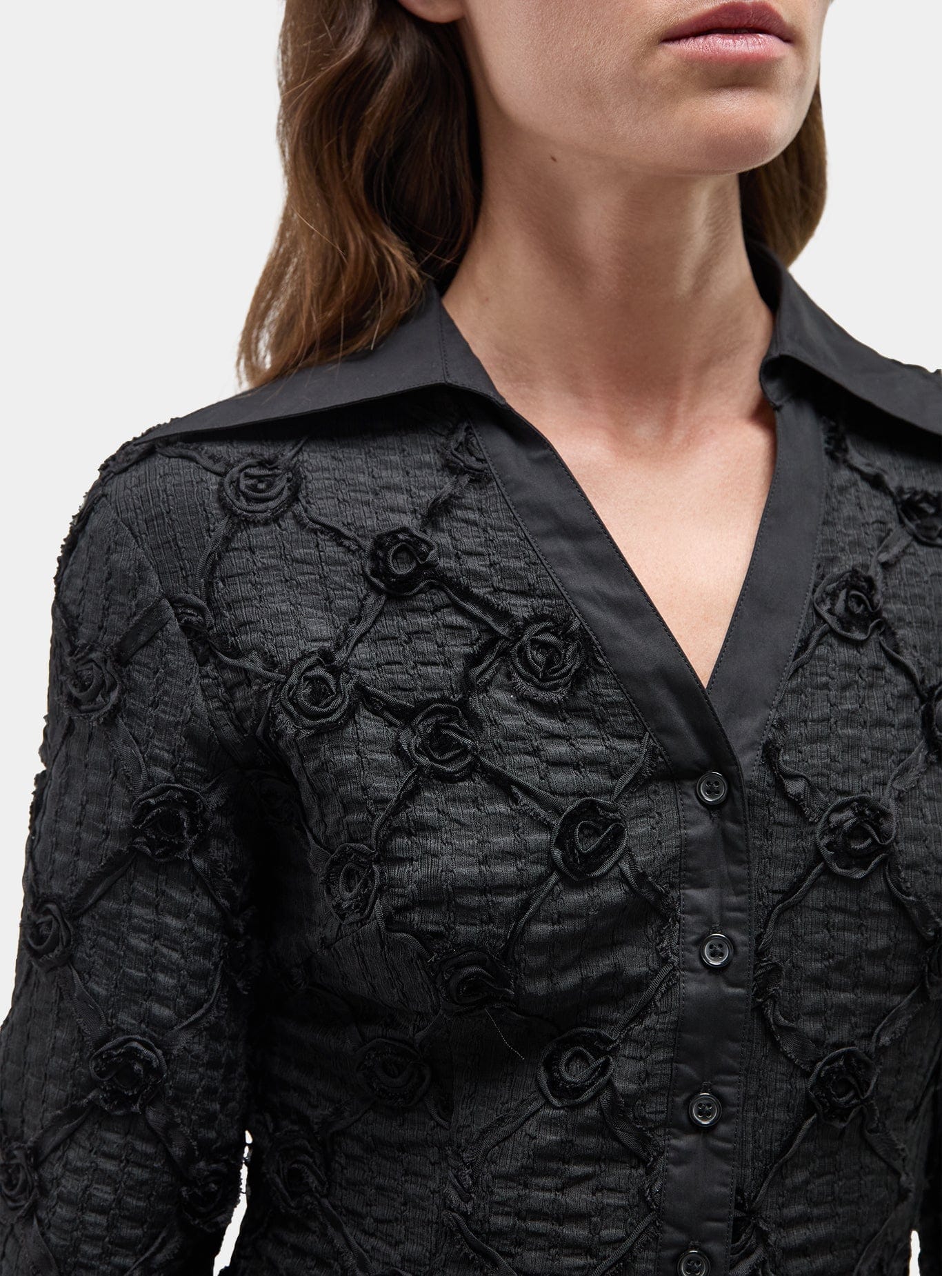 SALLY BLACK TEXTURED SHIRT - Image 3